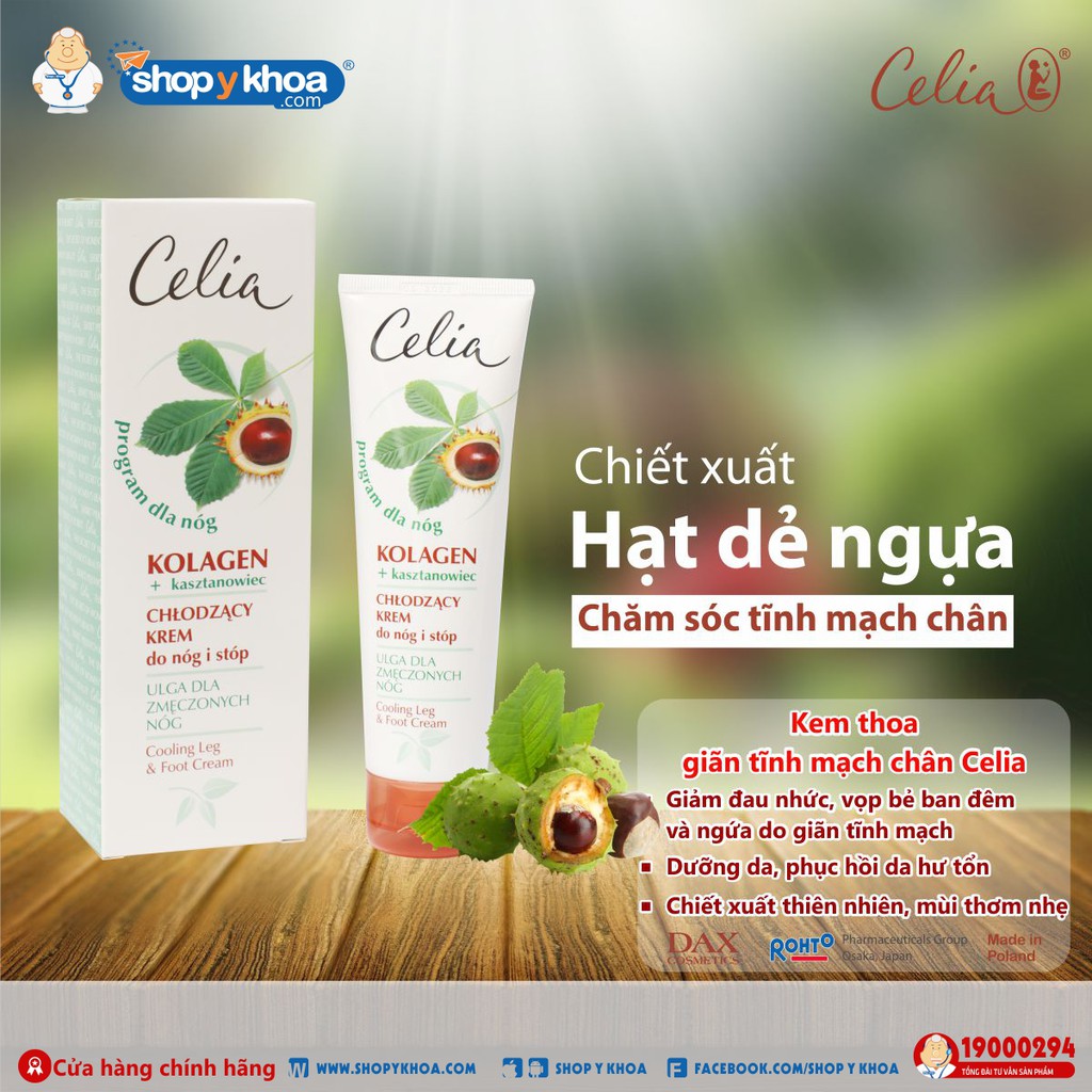 Kem thoa giãn tĩnh mạch chân Celia 100ml, Made in Poland, Date 02.2024