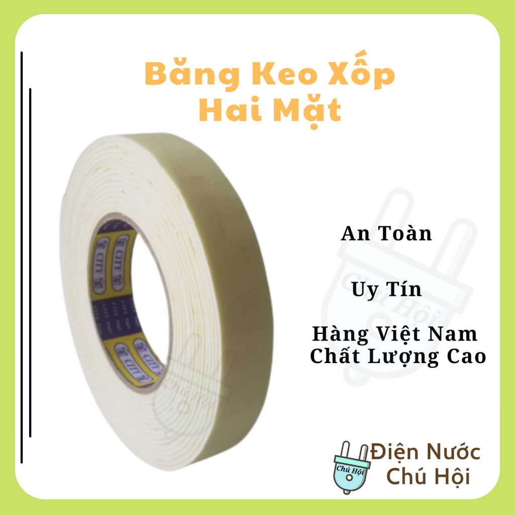 Băng keo xốp 2 mặt mút siêu dính 2F4 điện nước chú Hội