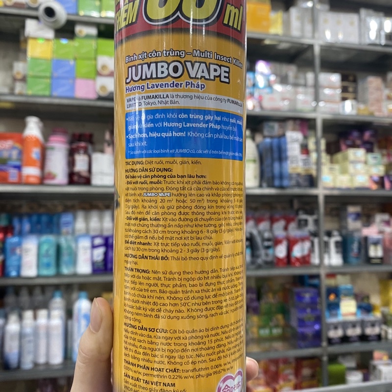 Bình xịt côn trùng Jumbo Vape SUPER hương lavender pháp 600ml