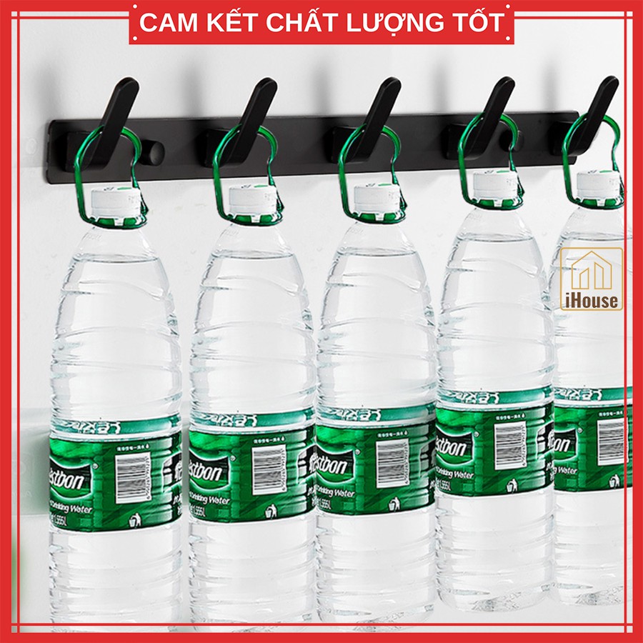 Thanh móc treo quần áo inox sắt đen 5 móc 6 móc, Giá treo quần áo sau cửa dán hoặc bắt vít tường chắc chắn iHouse