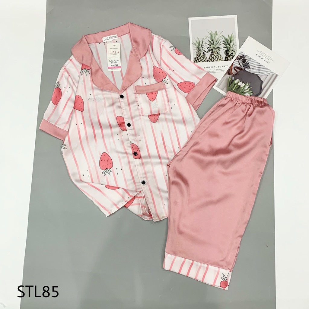 Bán Sỉ Bán Lẻ Bộ Pijama Quần Lửng - Bộ Mặc Nhà Lụa Satin Mềm Mại Thoải Mái Thấm Hút Mồ Hôi Tốt