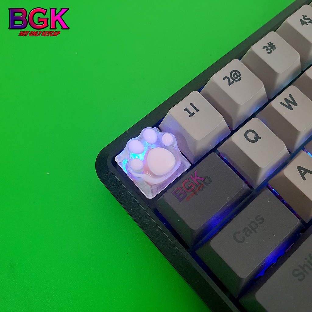 Keycap Lẻ Artisan Dấu Chân Mèo dễ thương màu trong suốt ( cast resin nhiều lớp, Keycap bàn phím cơ,keycap resin độc lạ )