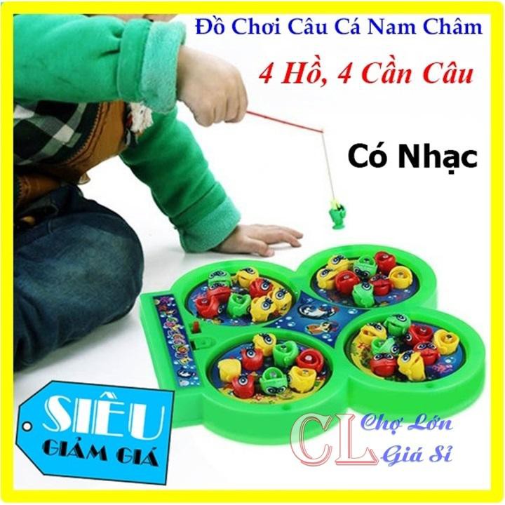Bộ Đồ Chơi Câu Cá 4 Hồ Cho Bé - Đồ Chơi Câu Cá Vui Nhộn Có Phát Nhạc Và Hút Nam Châm