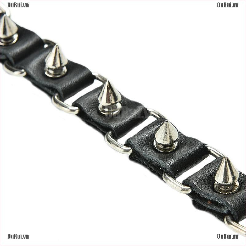 Vòng Tay Da Đính Đinh Tán Kim Loại Cá Tính Trẻ Trung