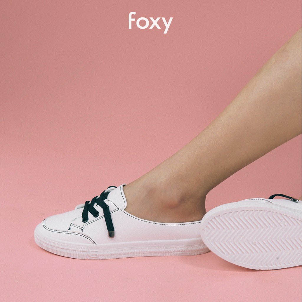 Giày Sục Mule Nữ FOXY Màu Trắng Chất Liệu Da Mềm Thoáng Khí - FOX018