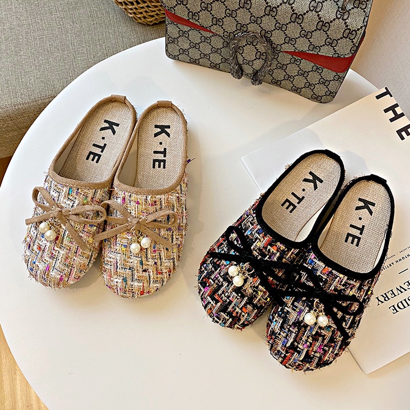 Giày Búp Bê Phối Nơ Phong Cách Retro Size 35-40