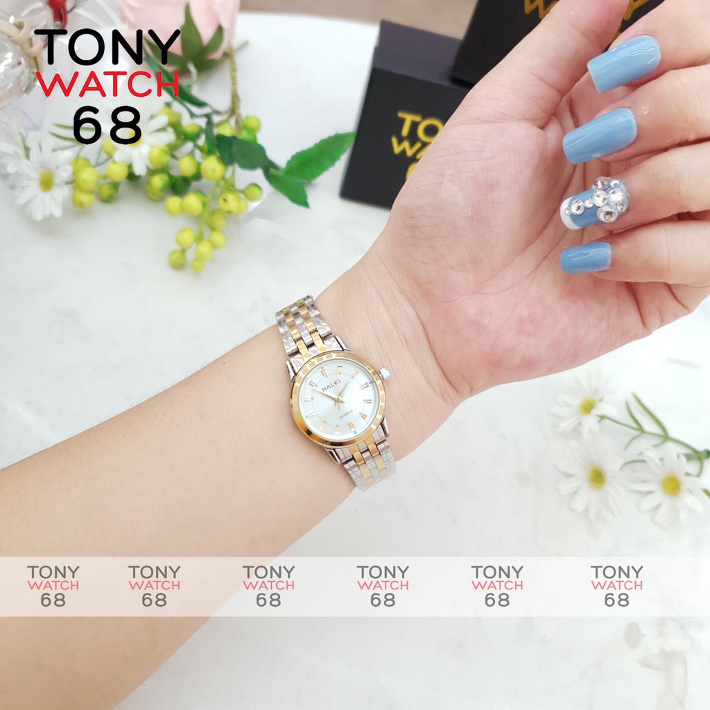 Đồng hồ đôi nam nữ Halei đẹp chống nước dây thép đúc đặc chính hãng Tony Watch 68