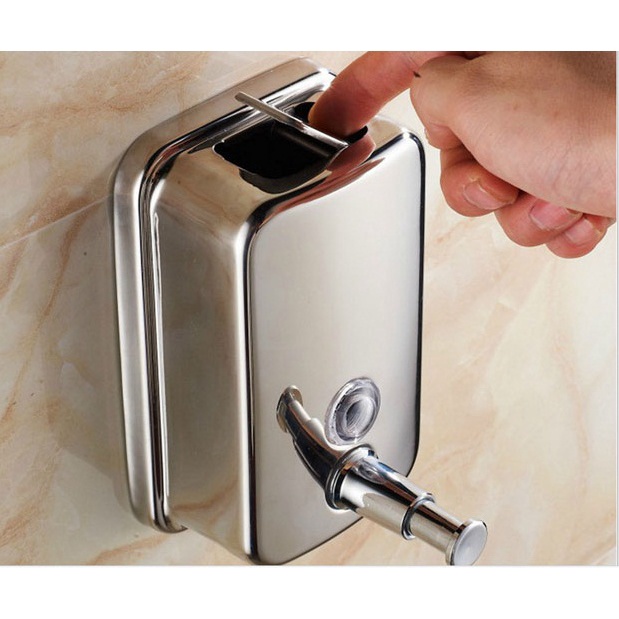 Hộp chứa nước rửa tay, dầu gội, sữa tắm, nước rửa bát... Chất liệu inox không gỉ (loại khoan tường) - HV Store 040