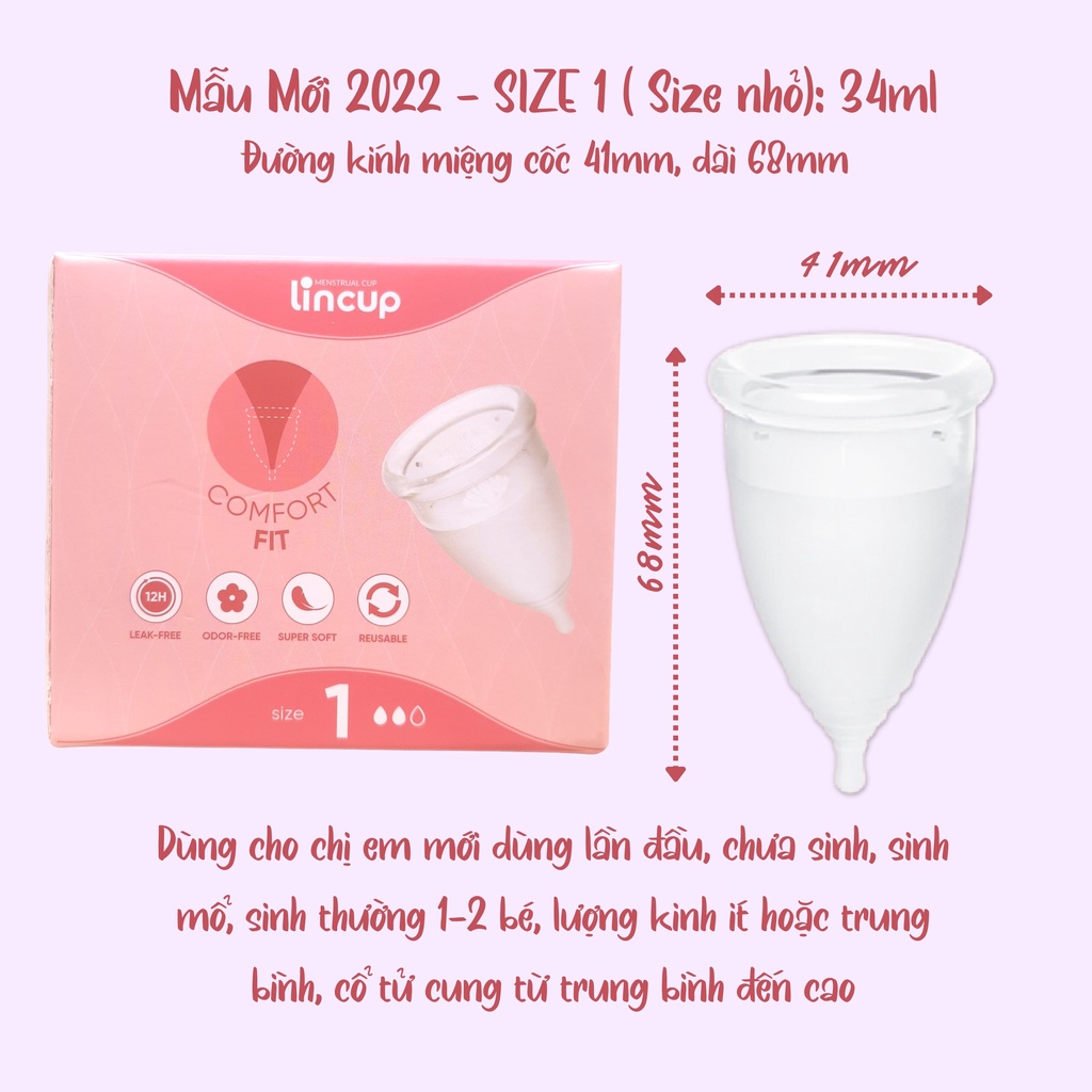 Cốc Nguyệt San LinCup Sesitive Lincup+ size lớn Cốc Nguyệt San Nhập Khẩu Mỹ 100% Chính Hãng