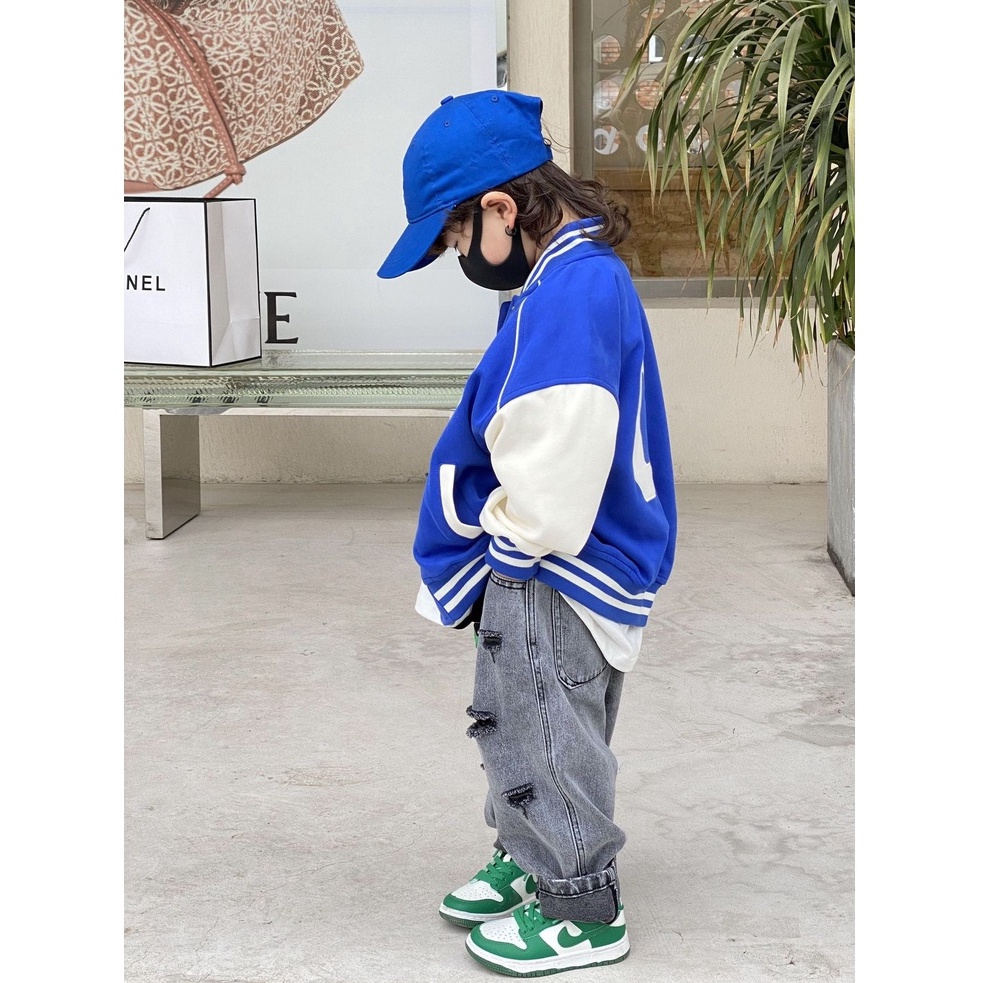 A123- Áo khoác bomber bé trai chữ C size 90 -140, quần áo trẻ em thu đông cao cấp