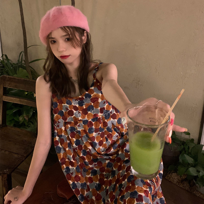 Đầm hoa hai dây phong cách Retro Pháp ngọt ngào gợi cảm