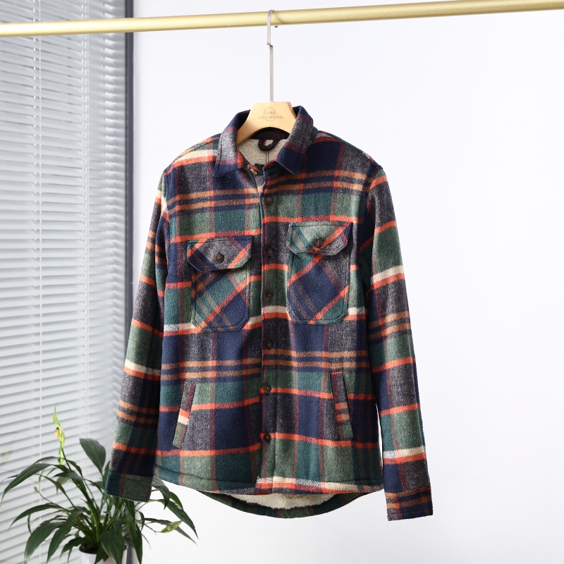 Áo sơ mi kẻ SW1 lót lông cừu mùa đông ấm áp