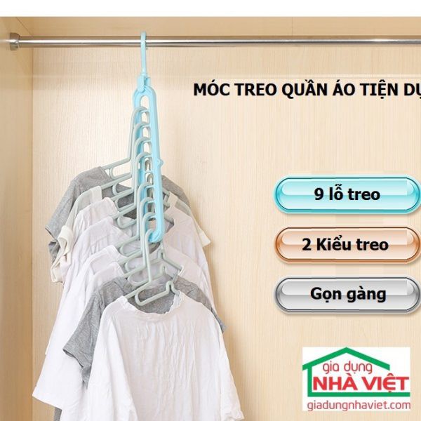 Móc Treo Quần Áo 9 Lỗ Thông Minh Đa Năng Tiện Dụng