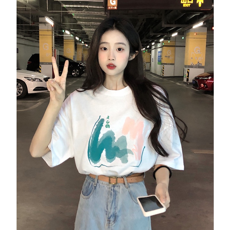 NRVP Áo Thun Nữ Tay Ngắn In Hình Phong Cách Hàn Quốc Thời Trang Mùa Hè 2022