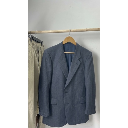 Áo blazer form rộng unisex xám đen kẻ sọc có cầu vai đệm vai thời trang cao cấp