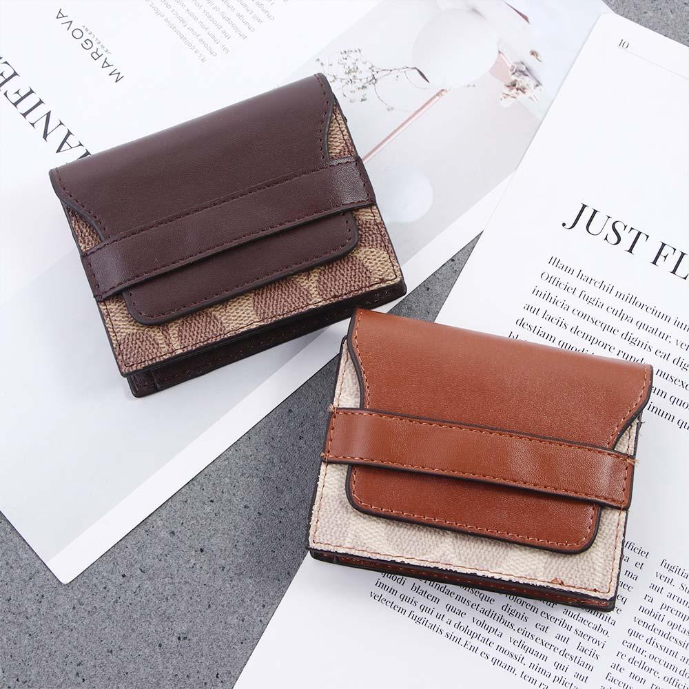 HARRIETT Short Wallets Trendy Lady Women PU Leather Folding Card Holder