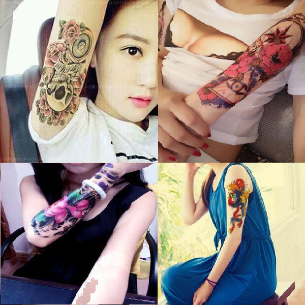 [SIÊU GIẢM GIÁ 4 TẤM HÌNH XĂM DÁN TATOO LOẠI TO NỮ] COMBO 4 MIẾNG DÁN HÌNH XĂM TO CỰC ĐẸP 15x22CM DÀNH CHO NỮ