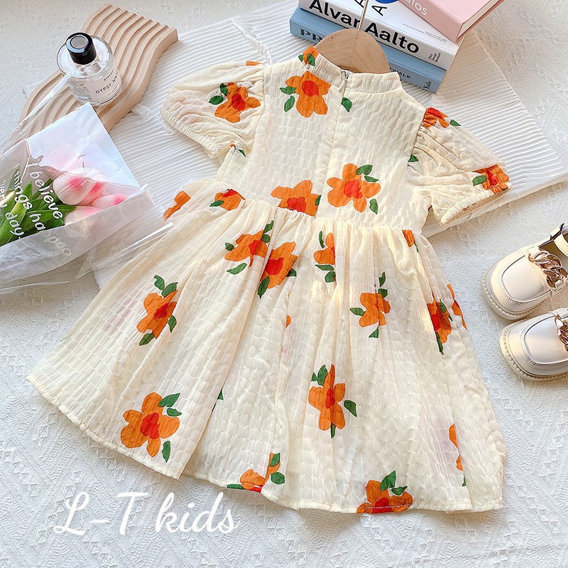 Váy cho bé gái, váy bé gái chất đũi mềm mát, cổ đính hạt ngọc siêu đáng yêu cho bé từ 10-20kg