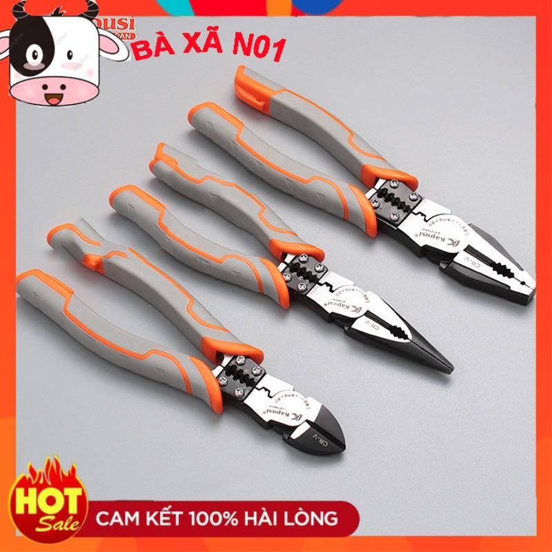 Kìm Cắt - Kìm Điện - Kìm Nhọn Đa Năng Kapusi Japan 8inch/200mm Thép CRV Cao Cấp Siêu Bền