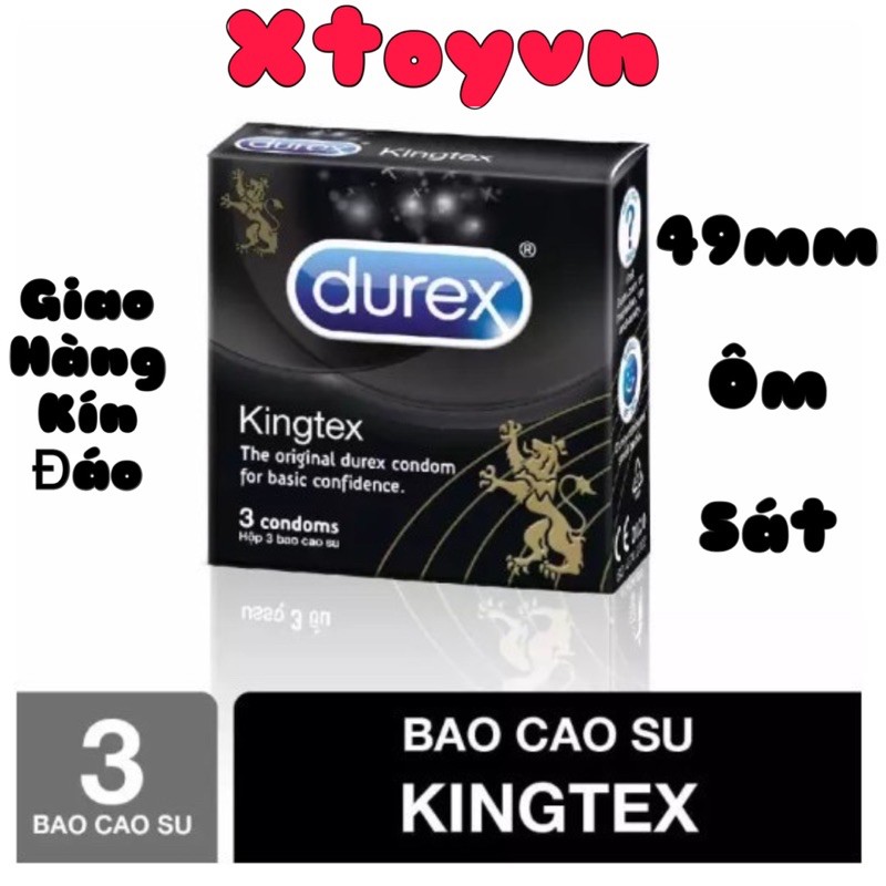 Bao Cao Su Durex Kingtex 49mm Ôm Sát  hộp - 3 cái