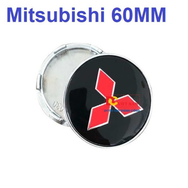 1 chiếc logo chụp mâm, ốp vành bánh xe ô tô Mitsubishi, đường kính 60mm, chất liệu nhựa ABS cao cấp
