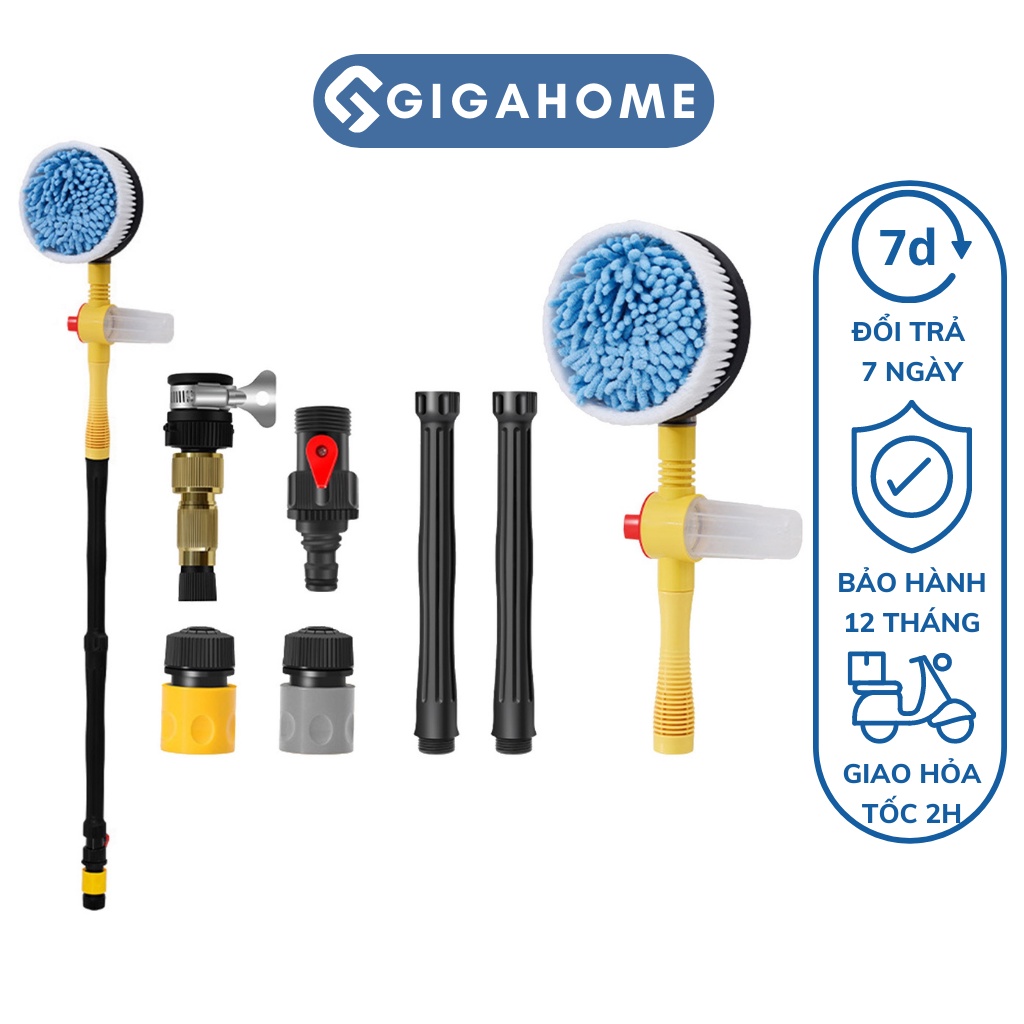 Bộ Vòi Cọ Kết Hợp Bàn Chải Rửa Xe Ô Tô Tự Xoay 360 Độ GIGAHOME Tự Tạo Bọt 10131