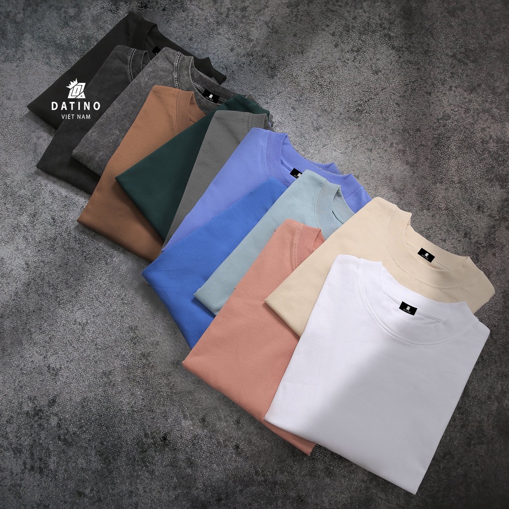 Áo thun oversize DATINO cotton 100% form Unisex tay lỡ dày dặn định lượng 270gram