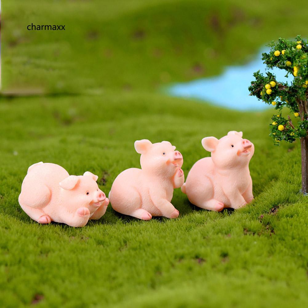Mô hình heo mini dễ thương bằng resin dùng trang trí tiểu cảnh/nội thất