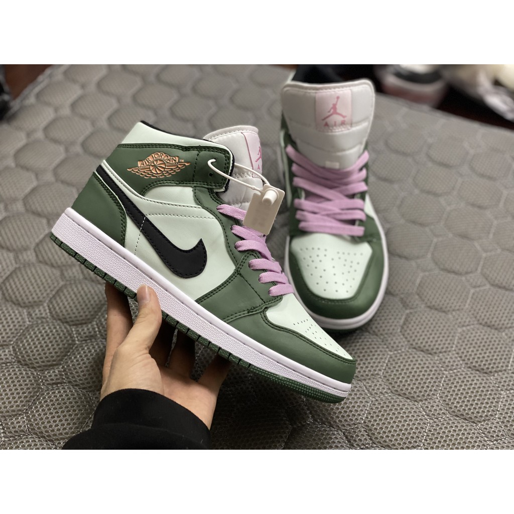 (Full Box + Phụ Kiện ) Giày Thể Thao Air Jordan 1 Mid SE Dutch Green - trà xanh Bản S.c | BigBuy360 - bigbuy360.vn