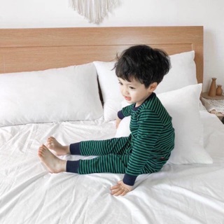 Combo 2 bộ cotton len kẻ cho bé