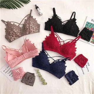 Bộ đồ lót ren đệm mỏng dây đan ngực sexy AL208