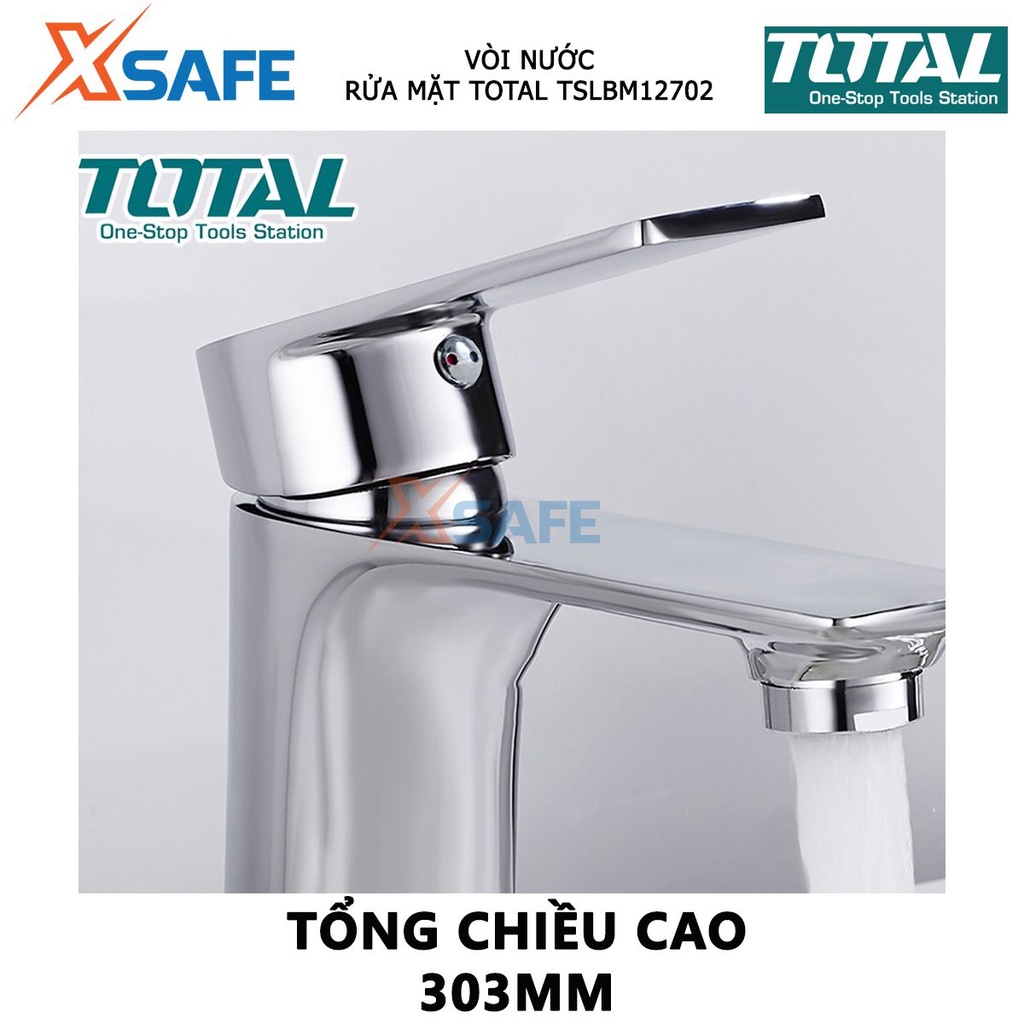 Vòi nước bồn rửa mặt TOTAL TSLBM12702 Vòi rửa mặt chiều cao 241mm, lõi chất lượng tốt, thân đồng thau đánh bóng 2 lớp