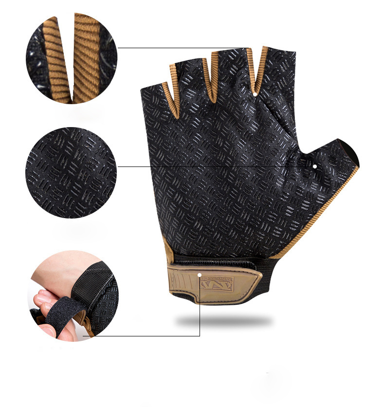 Găng tay đi xe máy Găng tay nửa ngón Motorcycle Gloves Sunscreen Outdoor Cycling Gloves Tactical Bike Racing Riding Gloves Exercise Fitness Half-finger Gloves Anti-skid Damping Wearable Breathable Gloves