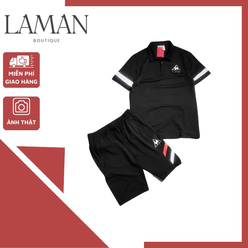 Bộ quần áo thể thao nam polo pha tay gà trống