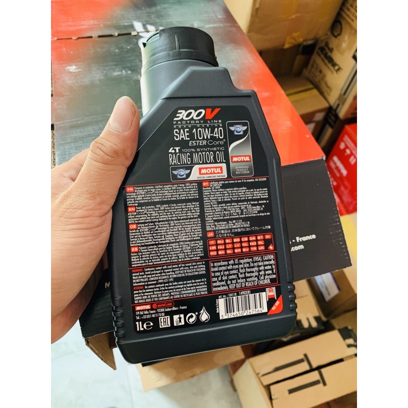 Mẫu Tem 3 Lớp Châu Âu - Motul 300V Factory Line 10W-40 Made in France - Bao Chính Hãng