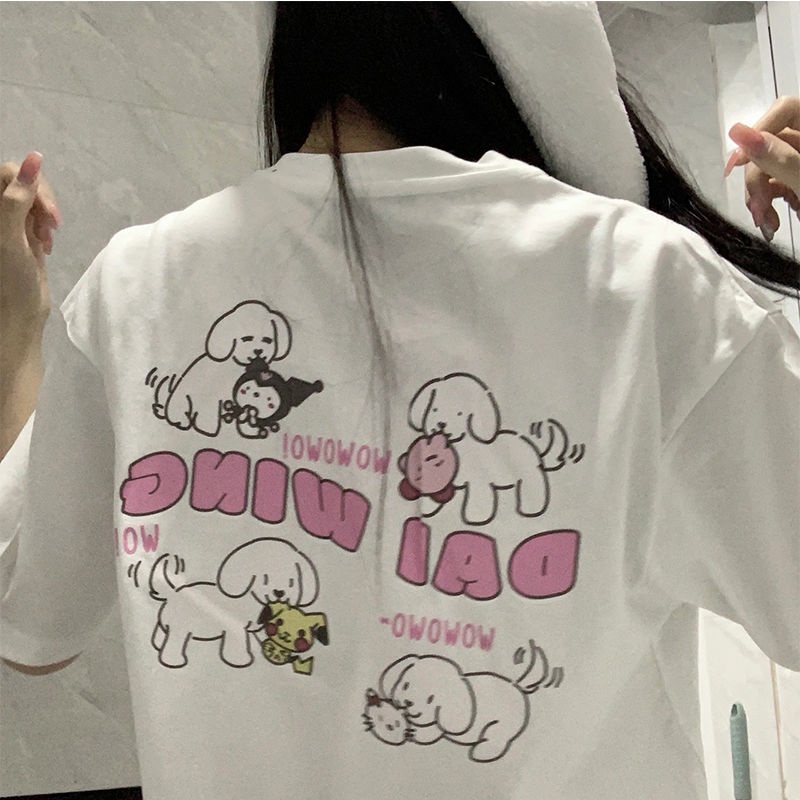 100% cotton short-sleeved men and women students cute letter printing all-match ins style salt series niche design white T-shirt 6IBF