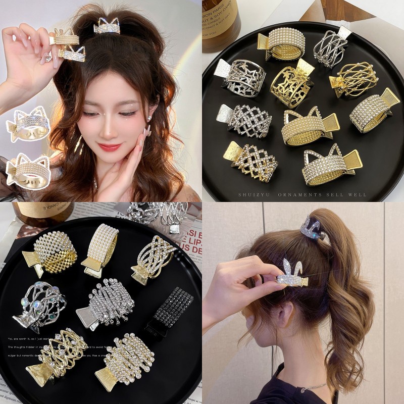 Kẹp Tóc Càng Cua Kim Loại Đính Ngọc Trai Nhân Tạo Thời Trang Hàn Quốc