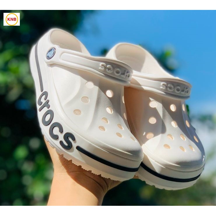 Dép Nữ Nam, Dép Sục Nam Nữ Cross Baya Gắn Stick -Freeship+ kèm 12 sticker- Phong Cách năng Động Trẻ Trung-Trắng logo đen