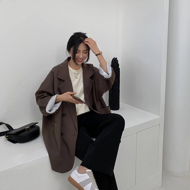 Áo blazer form rộng dài trơn 2 lớp dày dặn chất lượng tốt SẴN ĐỦ SIZE | WebRaoVat - webraovat.net.vn