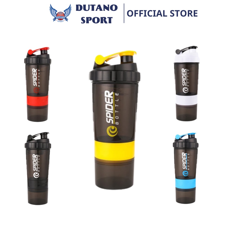 Bình Nước 3 Ngăn Tiện Lợi Spider DUTANO Có Lò Xo Lắc inox, Tập Gym, Thể Thao, Du Lịch Dung Tích 500ML