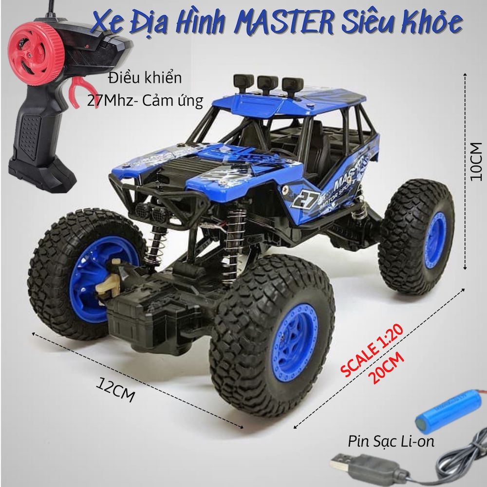 Đồ chơi điều khiển từ xa Xe Off-Road leo núi địa hình Sóng 2.4G Pin sạc