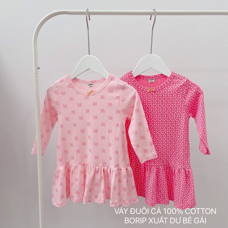 SET 2 VÁY COTTON XUẤT DƯ DÀI TAY SIÊU XINH CHO BÉ