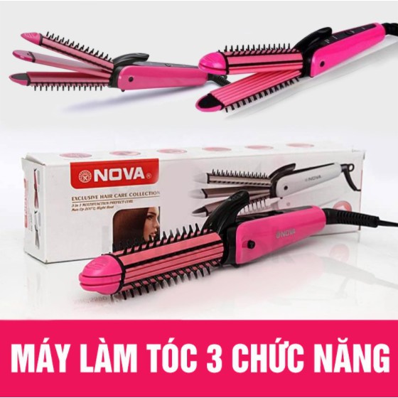 Máy làm tóc đa chức năng, Máy uốn tóc, Lược, máy là tóc 8890 NOVA 3 IN 1