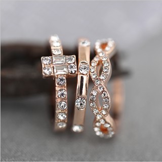 Nhẫn mạ vàng đính đá pha lê N004