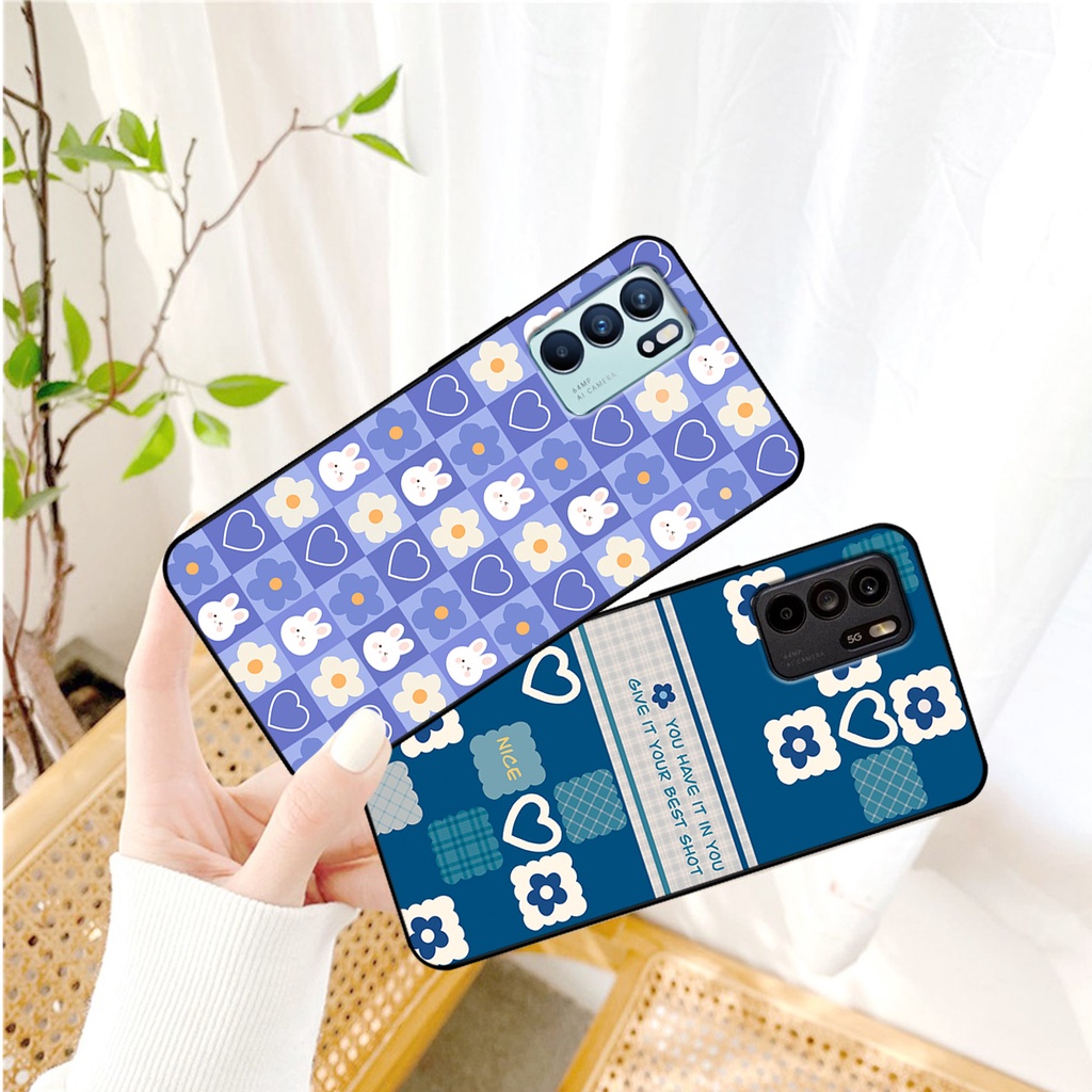 Ốp lưng Oppo Reno 6 4G / Reno 6Z 5G / Reno 6 Pro in hoạ tiết caro trái tim đen trắng, gấu bear cute đáng yêu