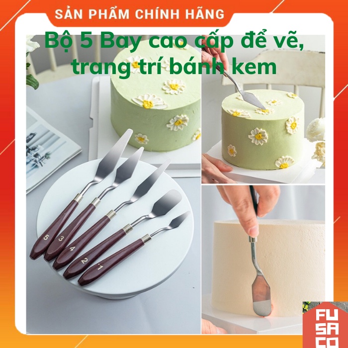 Set 5 xẻng (bộ 5 bay tạo hình bánh kem) phết kem bằng thép không gỉ cao cấp Palette Knives