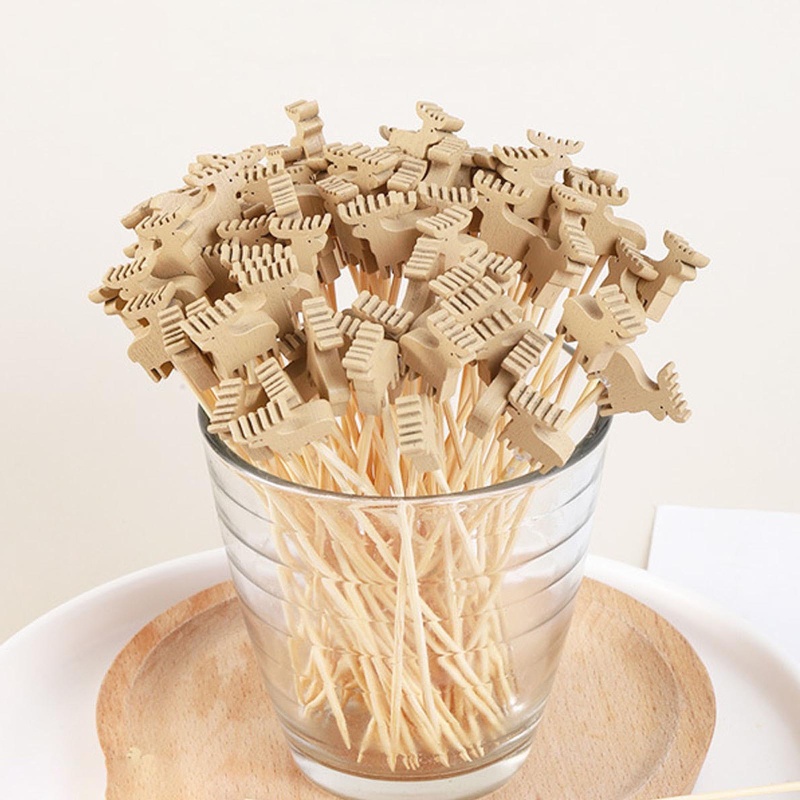 Set 100 Nĩa Tre Ăn Món Tráng Miệng / Hoa Quả Đa Năng Hình Nai Sừng Tấm