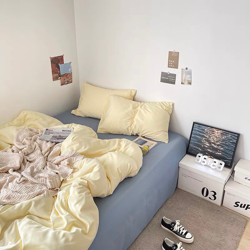 Bộ 9 Màu Vỏ Chăn Ga Gối Cotton Tici Notag 4 Món Basic Mix Lạ Đẹp Mềm Mại Phong Cách Vintage Hàn Fullsize Tiệm Nhà Mêu