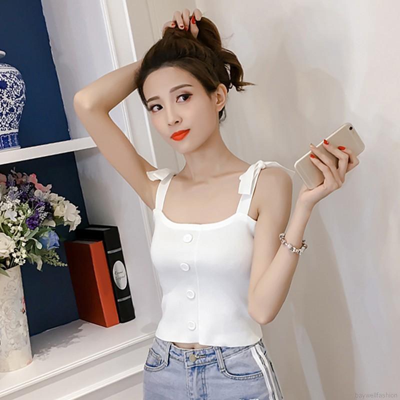 [Baywellfashion]Shoulder Lace Retro Button Bottom Camisole | BigBuy360 - bigbuy360.vn