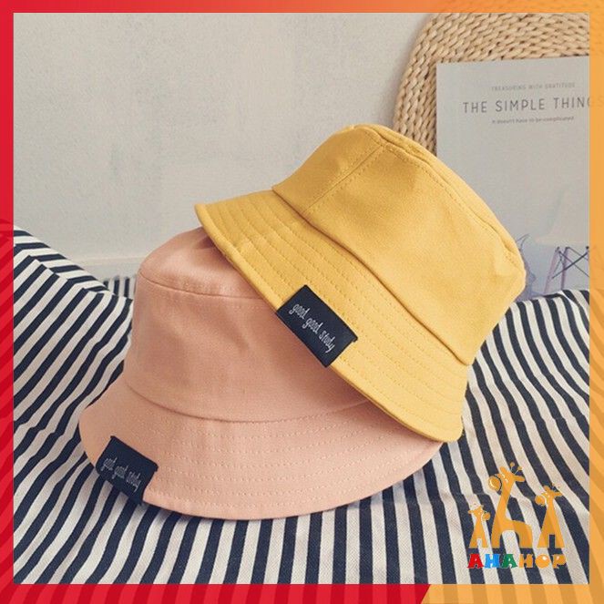 Mũ cho bé trai bé gái - Mũ bucket cho bé từ 2-8 tuổi vành tròn Trơn nhiều màu Gắn mác phong cách Hàn Quốc